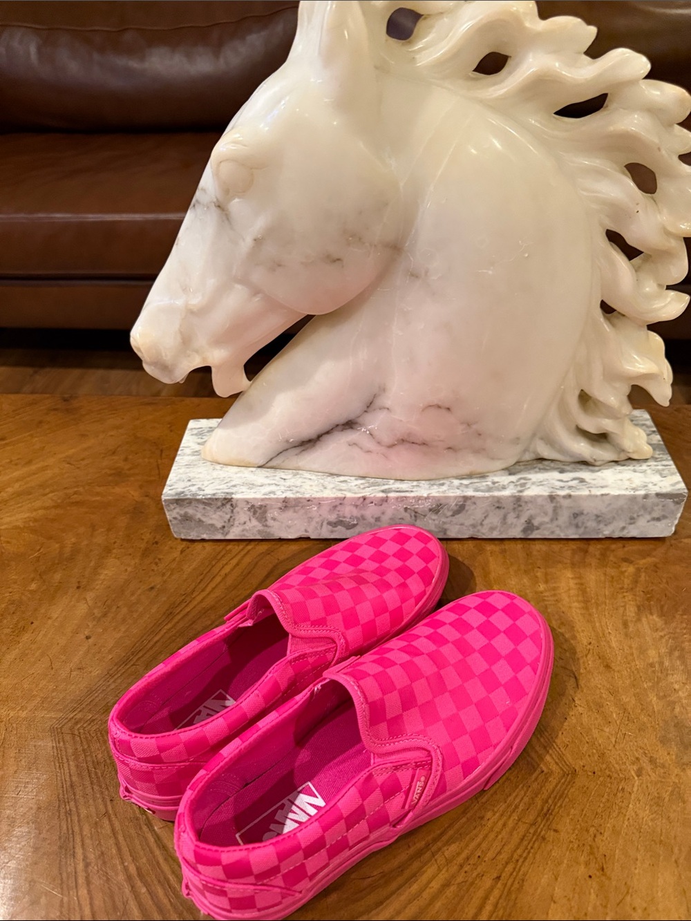 Vans Hot Pink Checkerboard Slip-On Sneakers